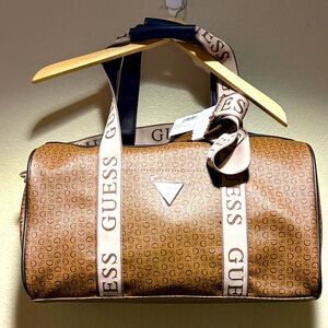GUESS Tan Monogram Duffel Bag